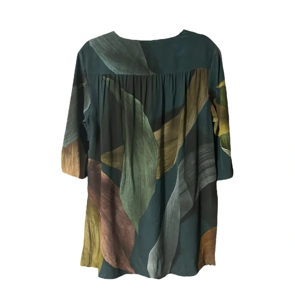 Poetry Silk Leaf Print Tunic Top - Picture 3 of 7